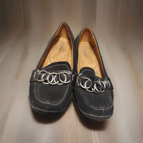 Naturalizer Shoes - Naturalizer Shoes Womens Size 7.5 Click Ballet Loafers Black Leather Suede Slip